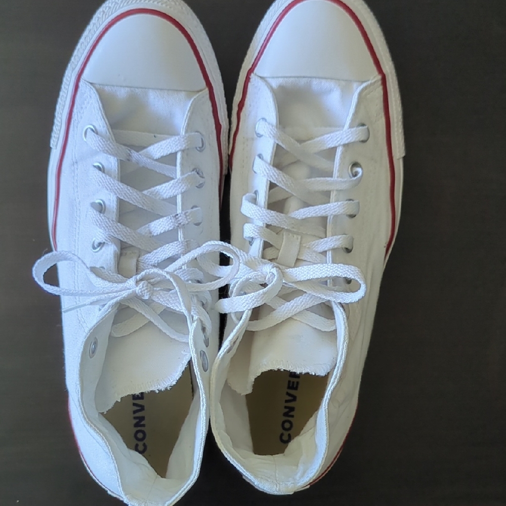 Converse White Sneakers with Red Accents